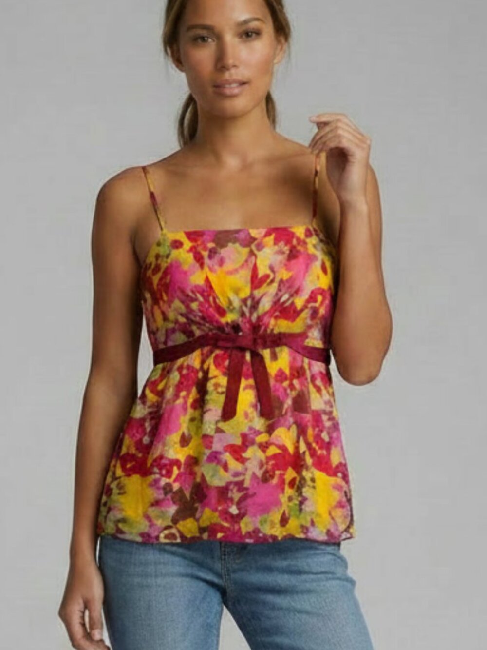 Rare Vintage Y2K Ana Sui for Anthropologie Cotton and Silk Tank Top Size 4